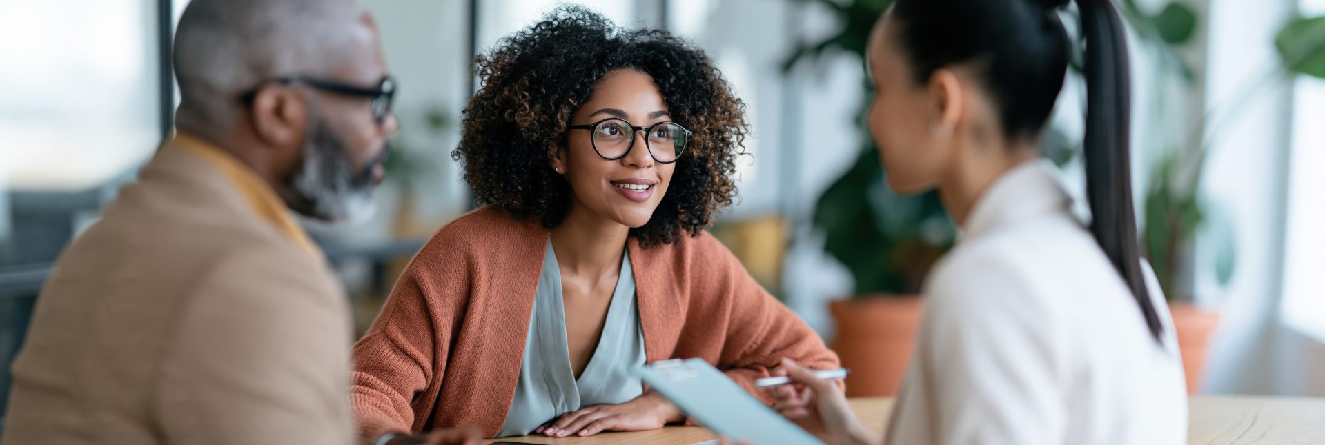 young couple consulting finance advisor