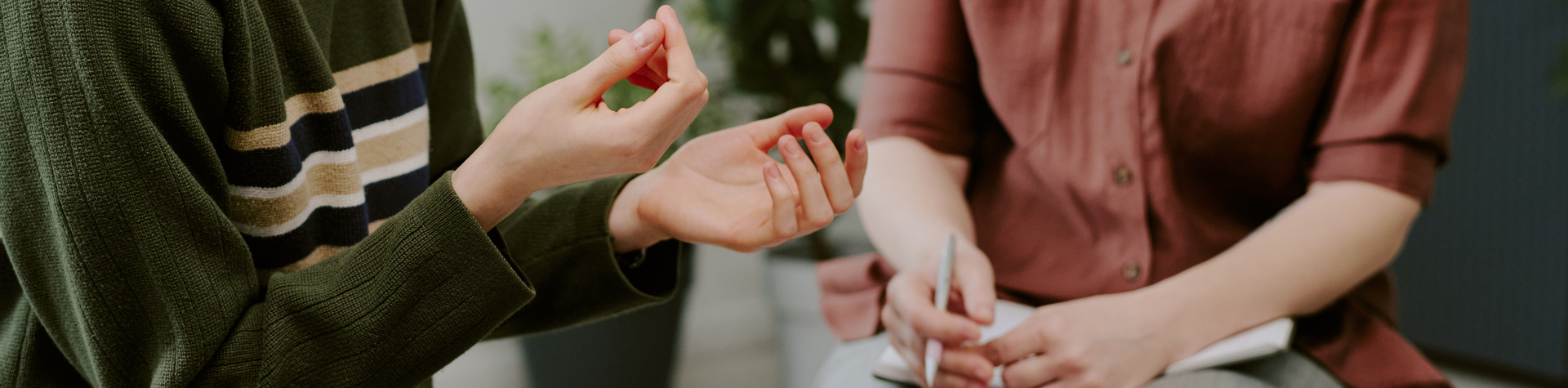 hands of a counselor and patient