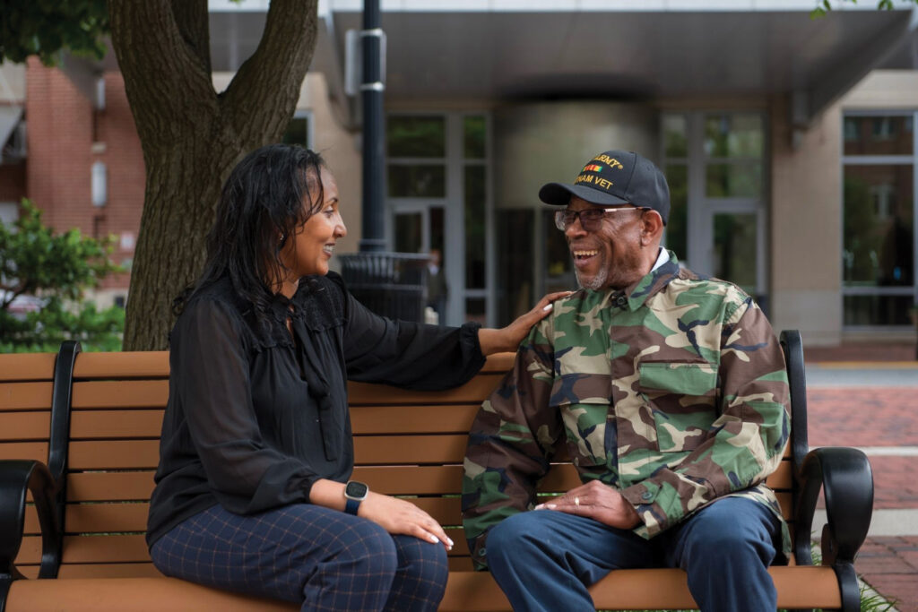 CCUSA WomanTalkingToVeteranRGB 2 1024x683 | Catholic Charities of the Diocese of Green Bay