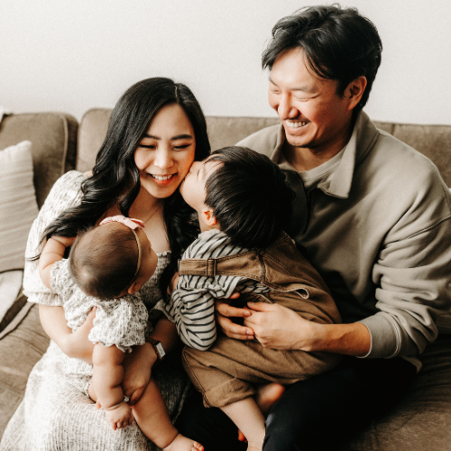 happy family with two small children