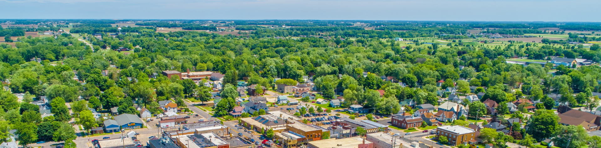 wide shot of small town