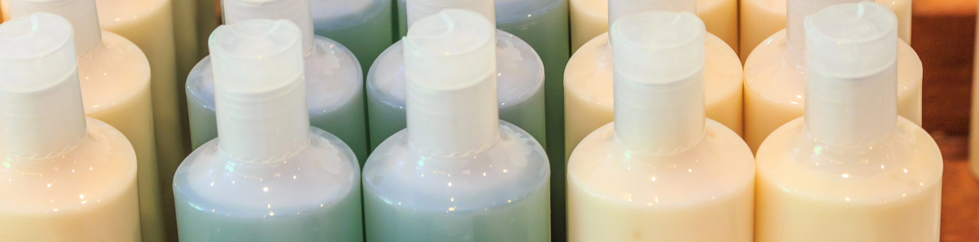 shampoo bottles lined up