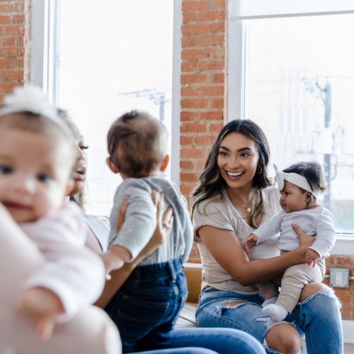 moms with children at a support group