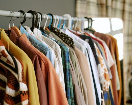 clothes on thrift store rack