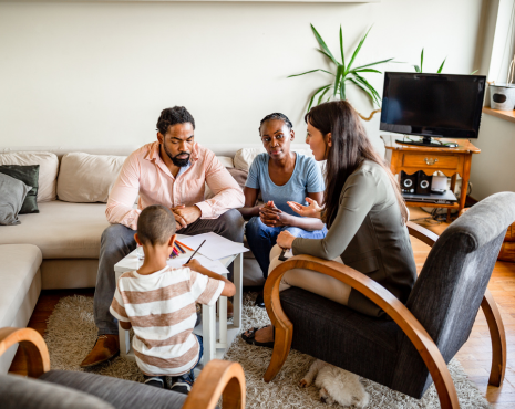 family of three in counseling